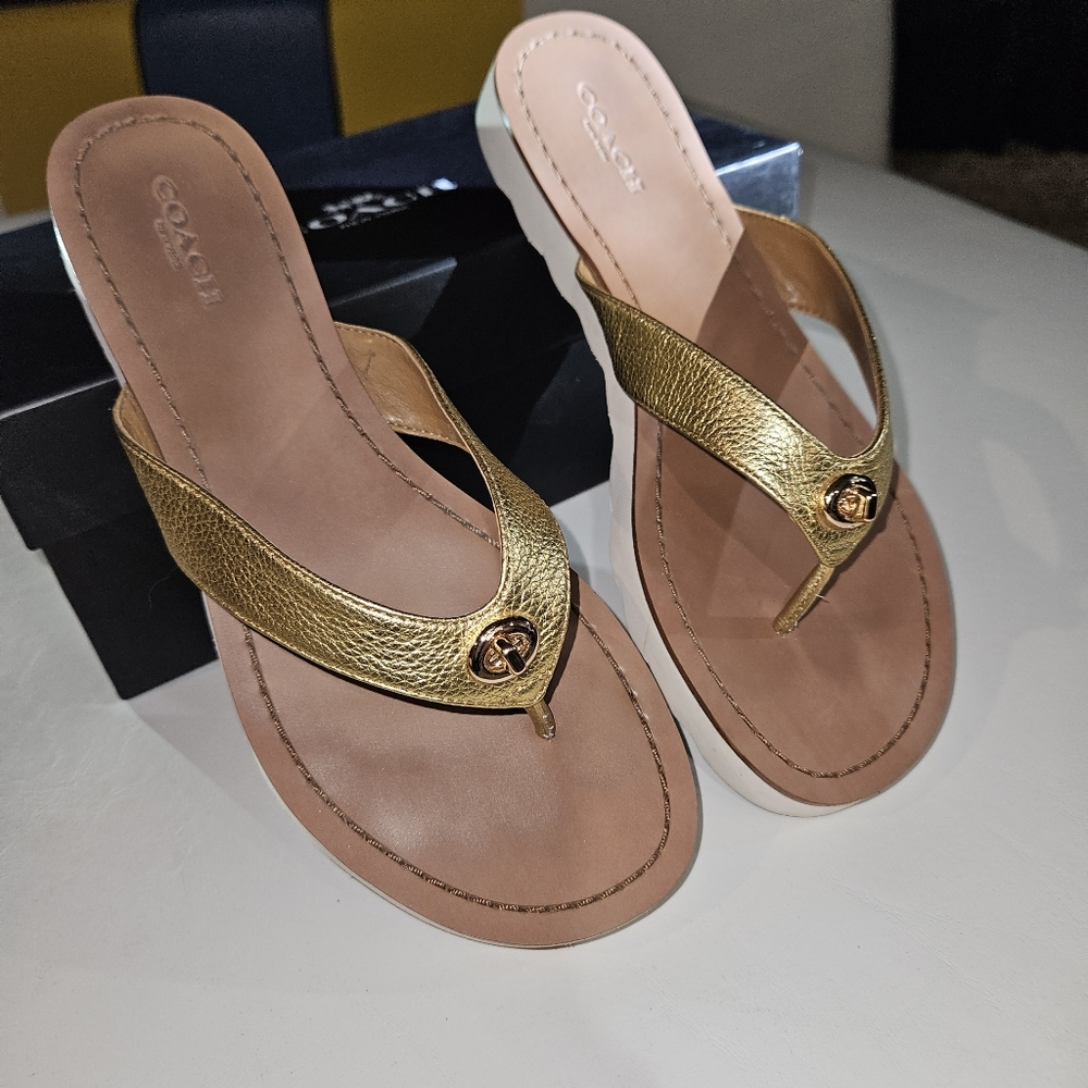 Coach Shelley Metallic tumbled sandal
